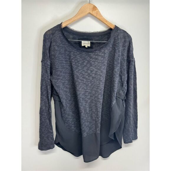 Anthropologie Dellata Nubby CircleLight Sweater Charcoal Gray Women Size Small - Picture 1 of 8